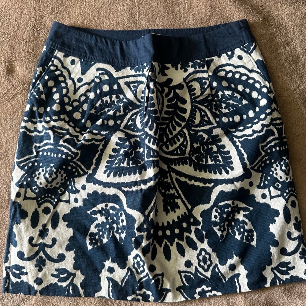 Navy and White Patterned Skirt